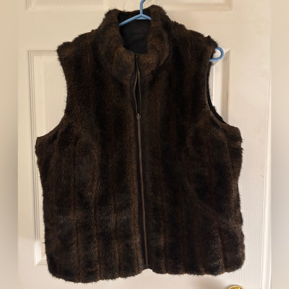 Vintage Reversible Brown Faux Fur Vest